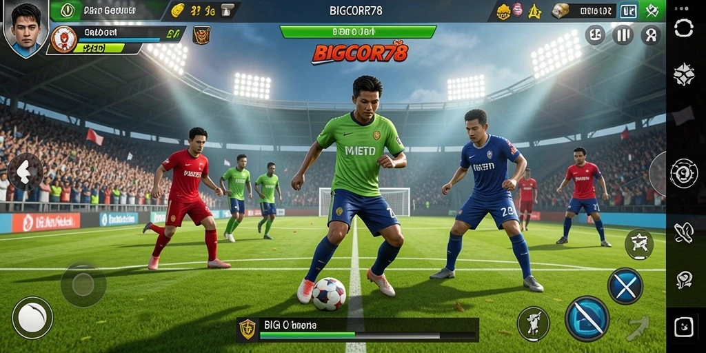 Tampilan gameplay seru dalam BIGCOR78 yang menampilkan aksi olahraga menegangkan.