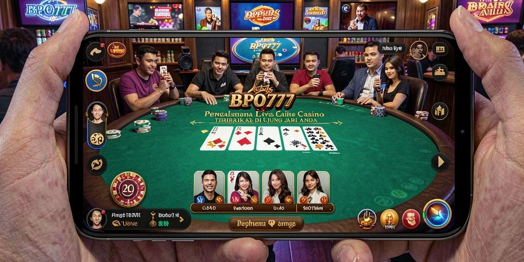 Gameplay BPO777 yang menampilkan dealer langsung dan suasana kasino.