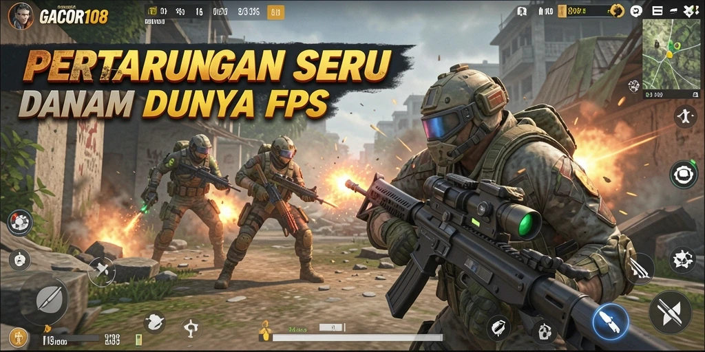 Tampilan gameplay seru GACOR108 dengan aksi tembak-menembak intens.