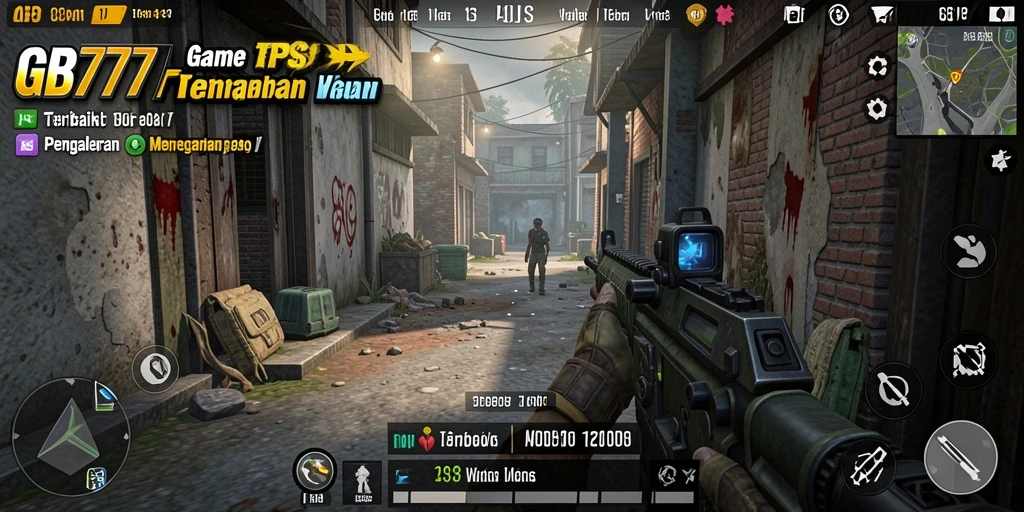 Screenshot GB777 menampilkan aksi pertempuran seru dalam game TPS.