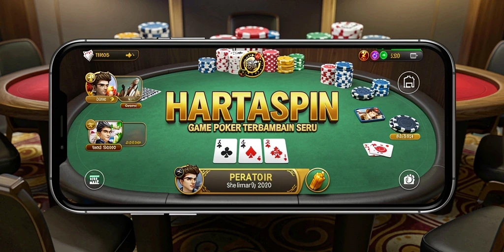 Screenshot HARTASPIN menampilkan permainan poker yang mendebarkan dan interaksi pemain.