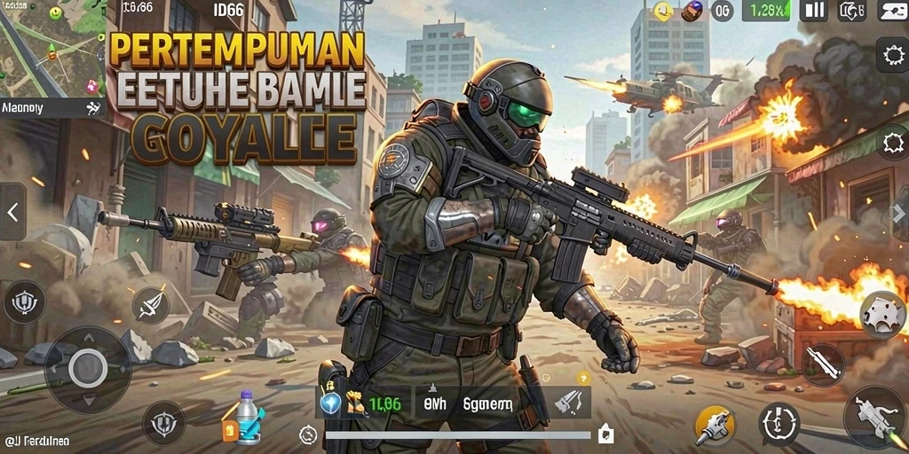 Screenshot gameplay ID66 menampilkan pertempuran epik dalam mode Battle Royale.