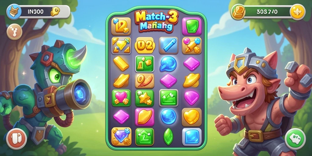 Gameplay warna-warni yang memikat dalam IN22 - game Match-3.
