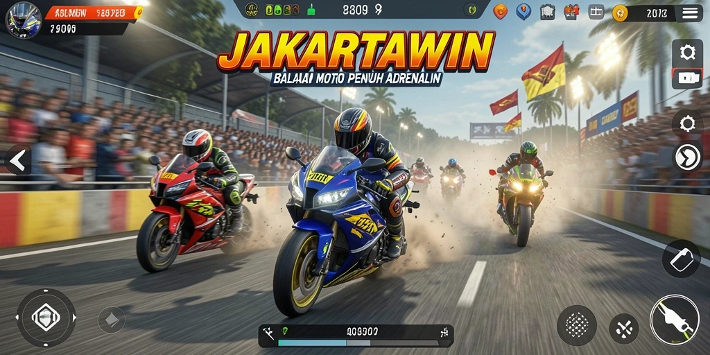 Gameplay mendebarkan JAKARTAWIN saat balapan motor.