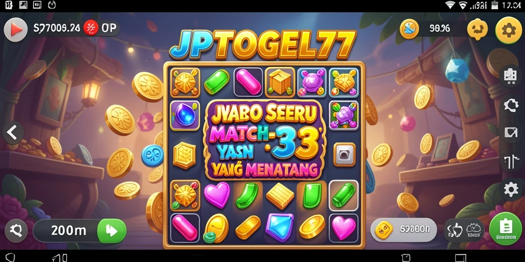 Gameplay seru dan mengasyikkan dalam JPTOGEL77, permainan Match-3 yang menantang.