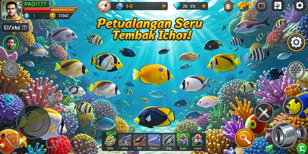 Tampilan gameplay seru Tembak Ikan di PADI777.