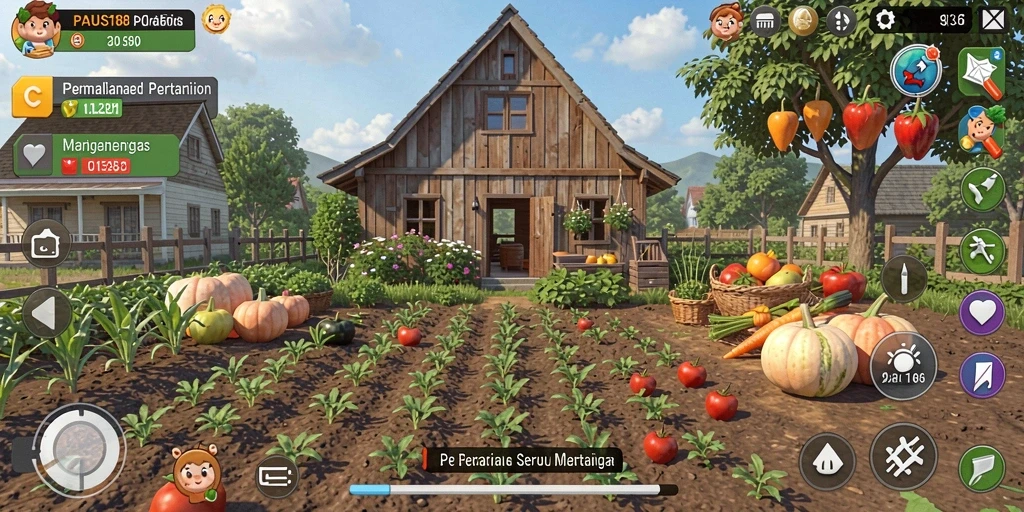 Screenshot gameplay PAUS188 menampilkan suasana berkebun yang asri dan menarik.