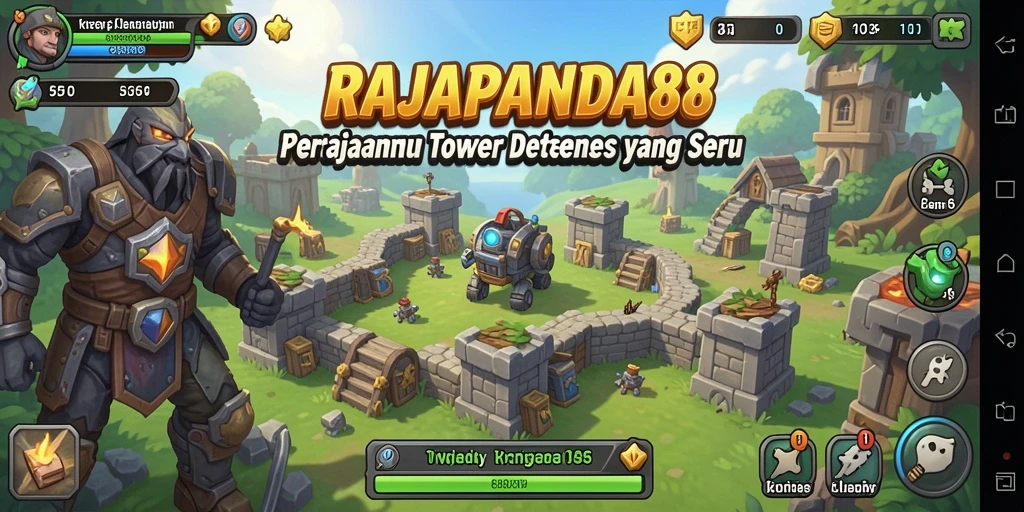 Screenshot utama RAJAPANDA88 menampilkan aksi seru dalam Tower Defense.