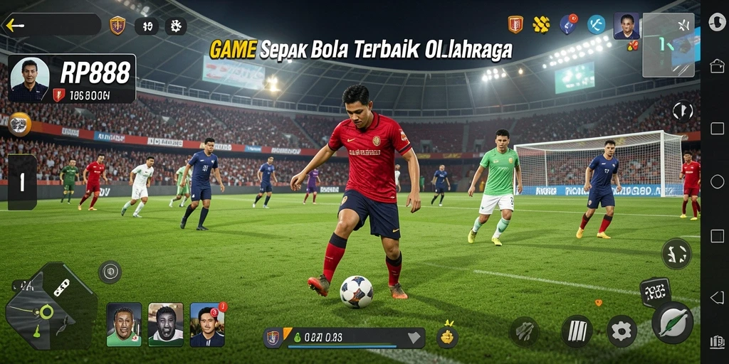 Gameplay seru dan menegangkan di lapangan sepak bola.