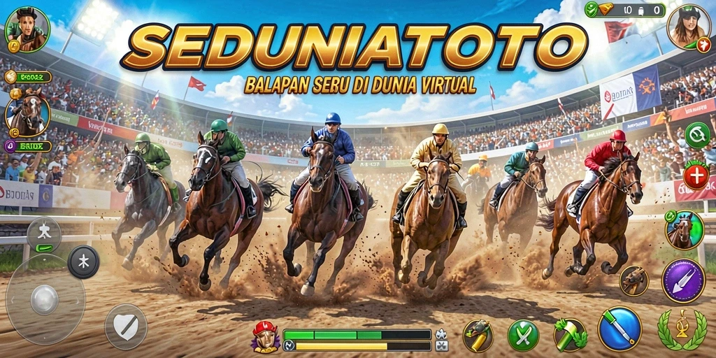 Gameplay seru dari SEDUNIATOTO di trek balapan.