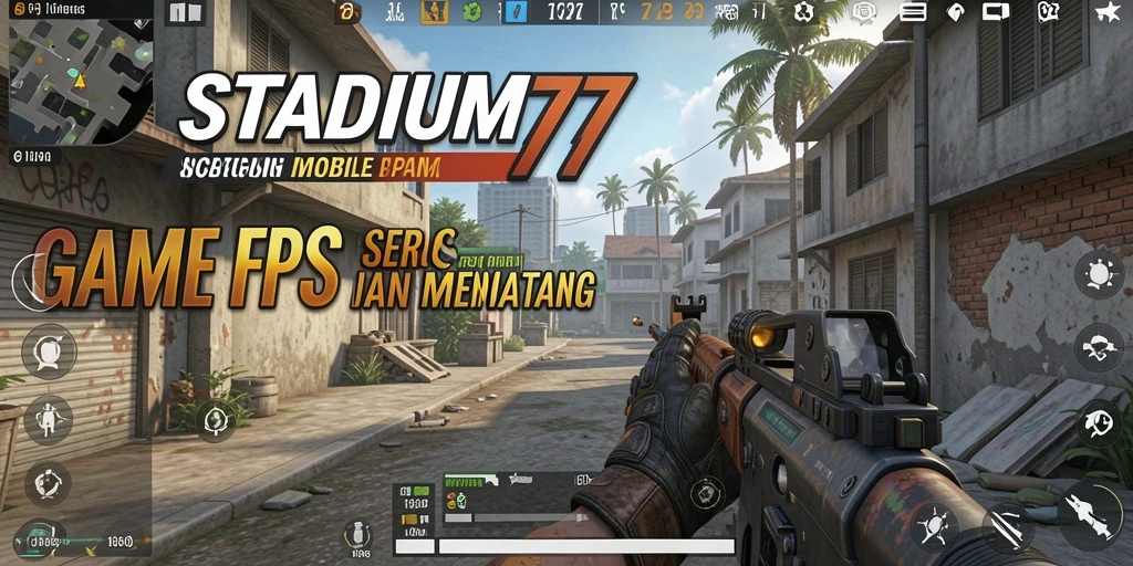 Screenshot gameplay STADIUM77 dengan aksi tembak-menembak intens.