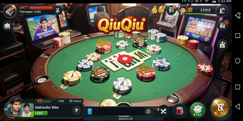 Tampilan gameplay menegangkan dari UH77 dalam permainan QiuQiu.